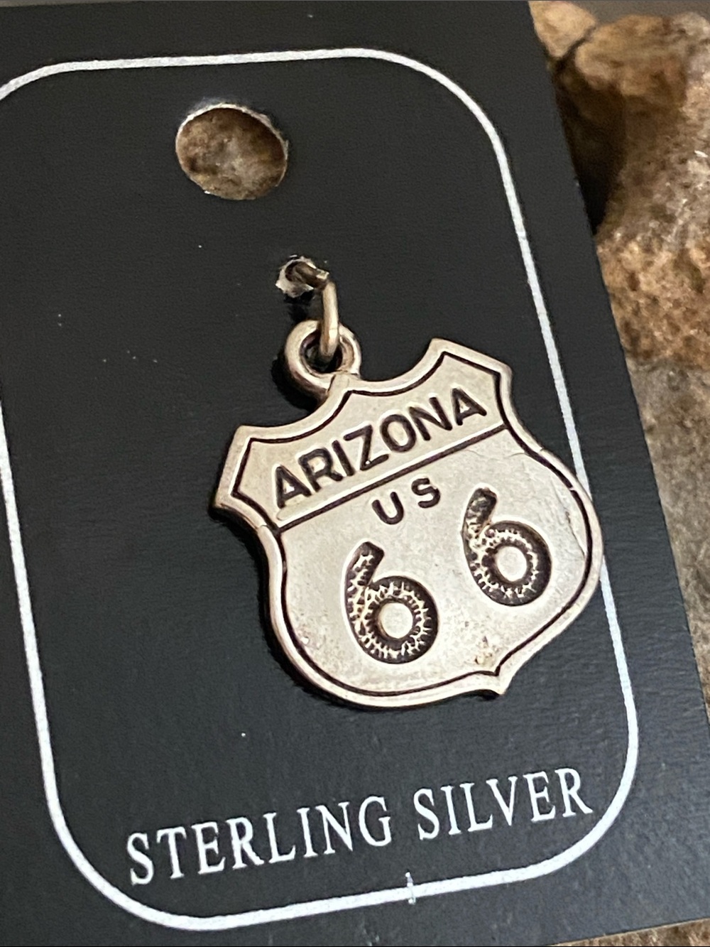 NEW Arizona US 66 Sterling Silver Charm - Route 66 Shield